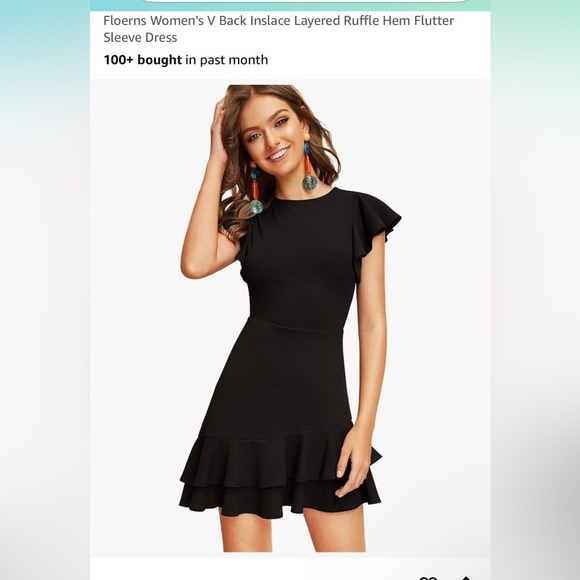 Floerns Dresses & Skirts - Women’s XS Elegant Black Ruffle Sleeve Dress NWT
